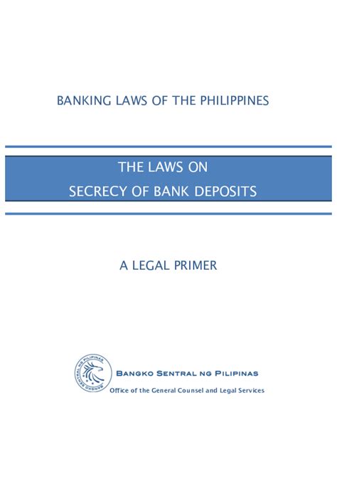 THE LAWS ON SECRECY OF BANK DEPOSITS.